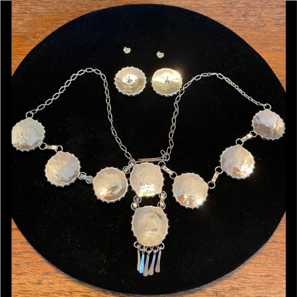 Zuni Turquoise Petit Point Necklace/Earrings. - Picture 3 of 6